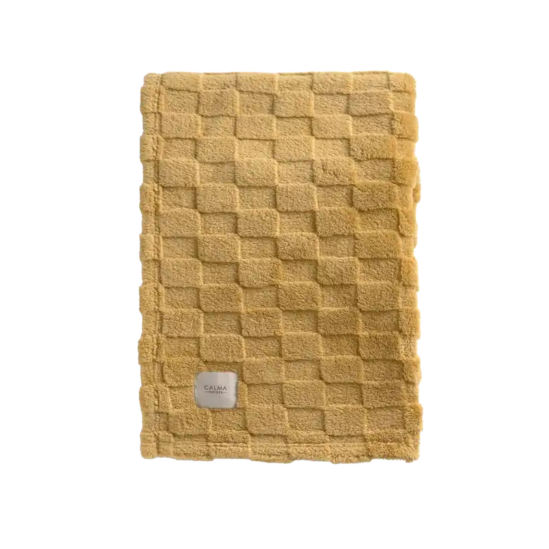 Plaid de color mostaza de 120cm - Decoración