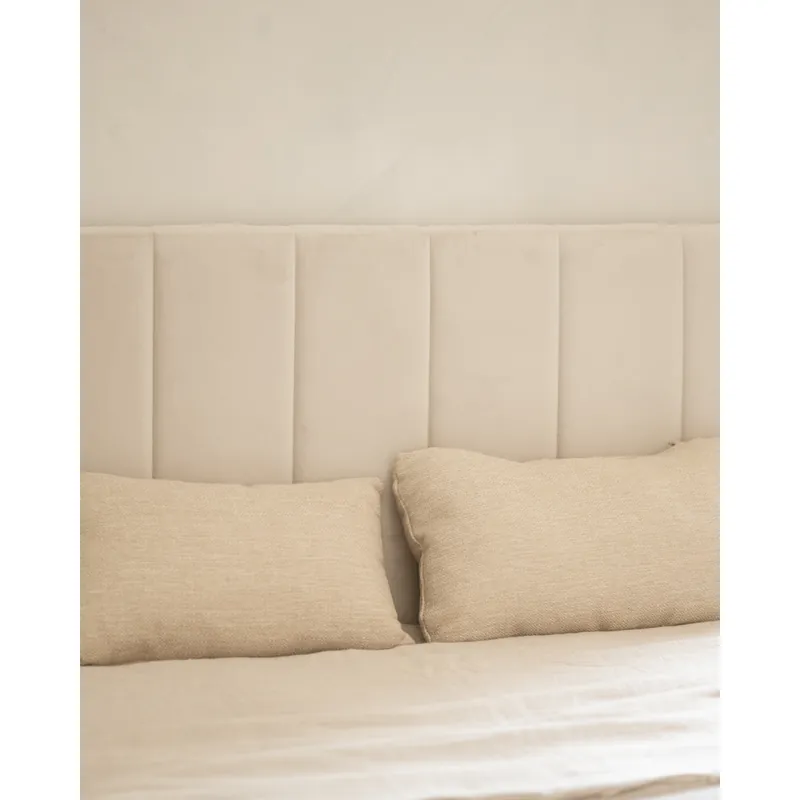 Cabecero tapizado terciopelo en color beige de 120x80cm - Inicio