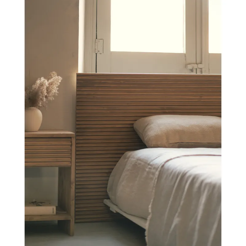 Cabecero de madera maciza en tono roble oscuro de 80x60cm - Inicio