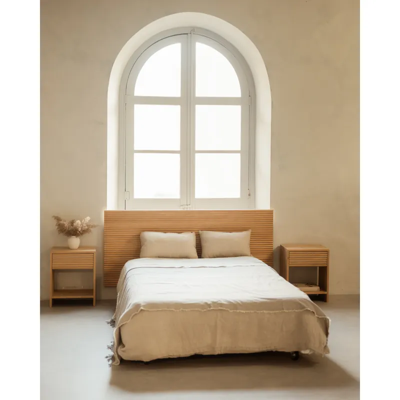 Cabecero de madera maciza en tono roble medio de 80x60cm - Inicio