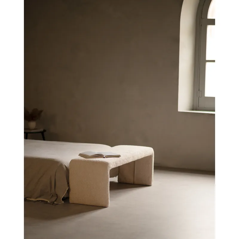 Banco de borreguito en tono beige de 130x42,5cm - Inicio