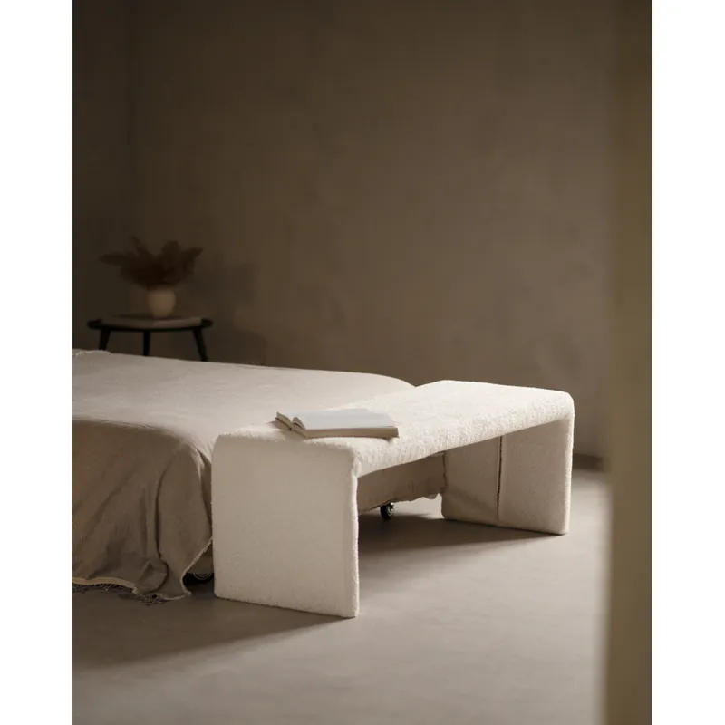 Banco de borreguito en tono blanco de 130x42,5cm - Inicio