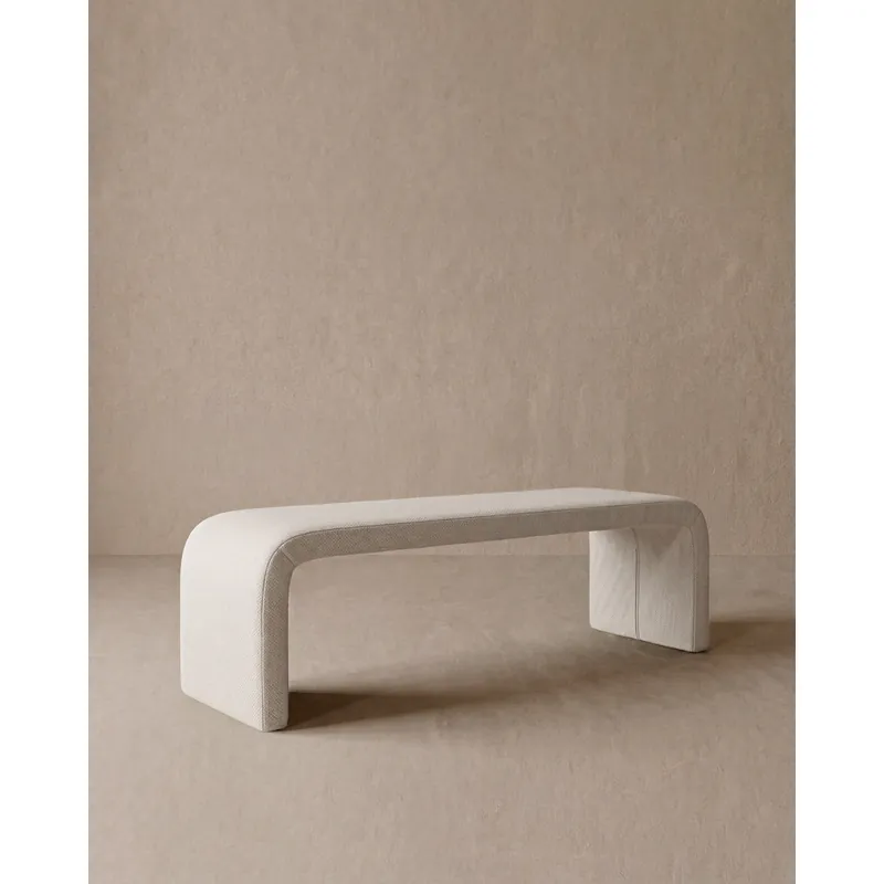 Banco de poliéster en tono blanco de 130x42,5cm - Inicio