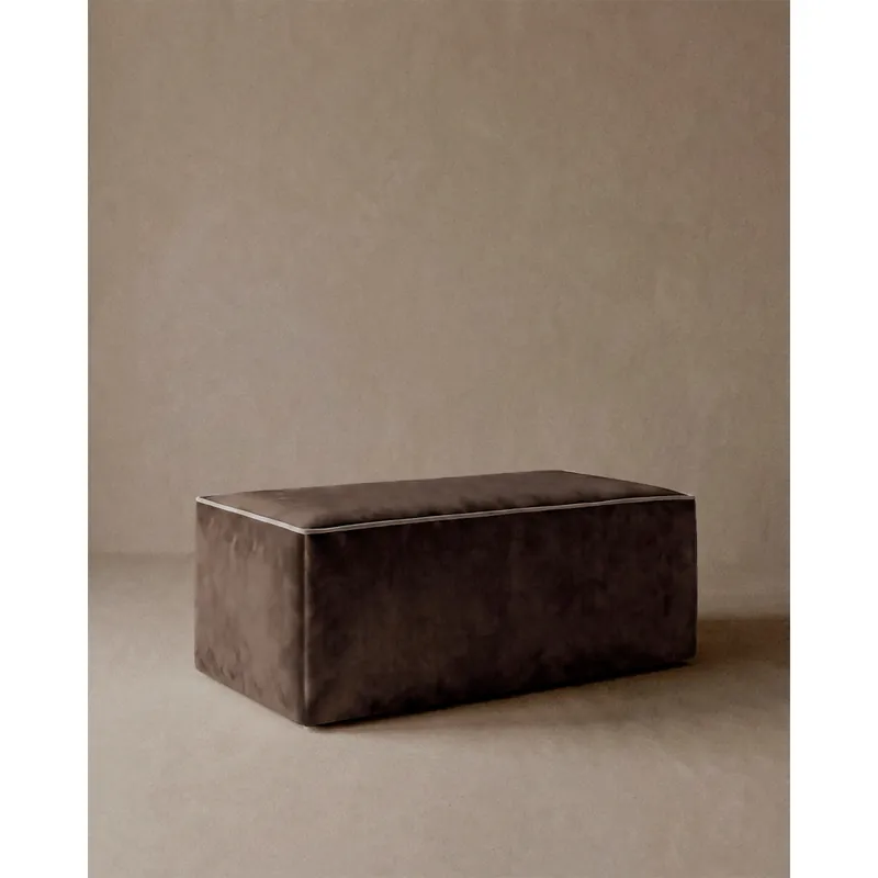 Banco de terciopelo en tono marrón de 122x42cm - Inicio