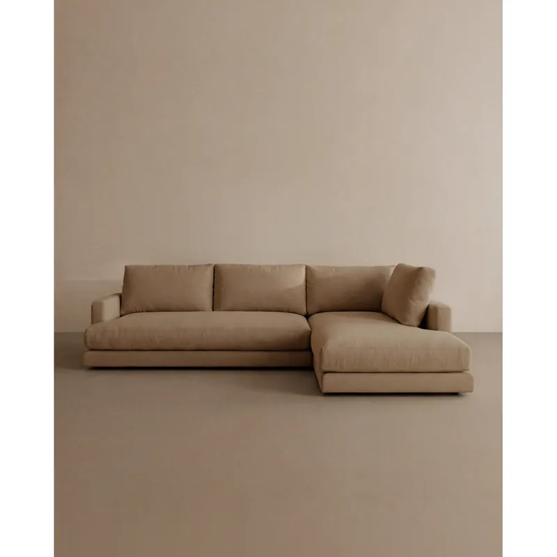 Sofá de 3/4 plazas con chaise longue derecho tono marrón de 275cm - Inicio
