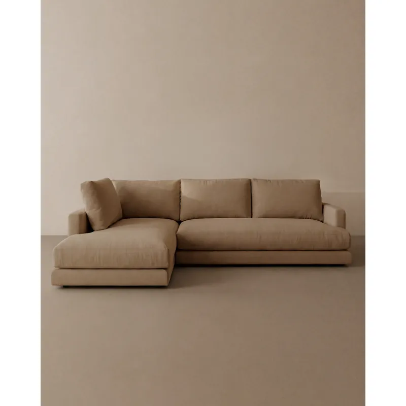 Sofá de 3/4 plazas con chaise longue izquierdo tono marrón de 275cm - Inicio