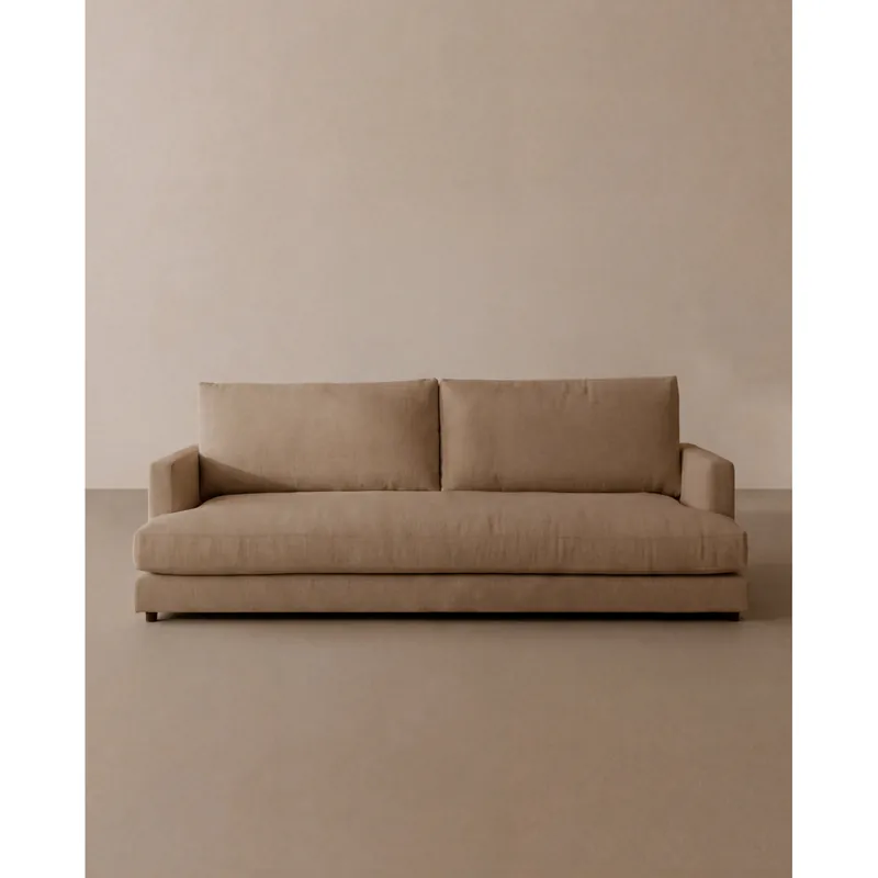 Sofá recto tono marrón de 190cm - Inicio