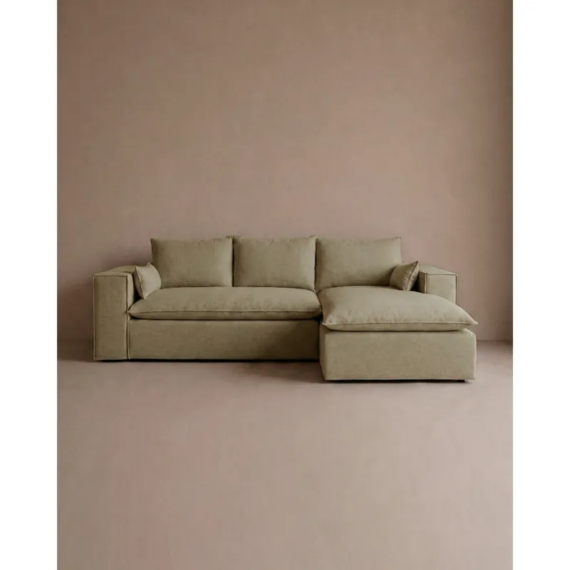 Sofá con chaise longue derecho de color verde azulado 275x170cm - Inicio