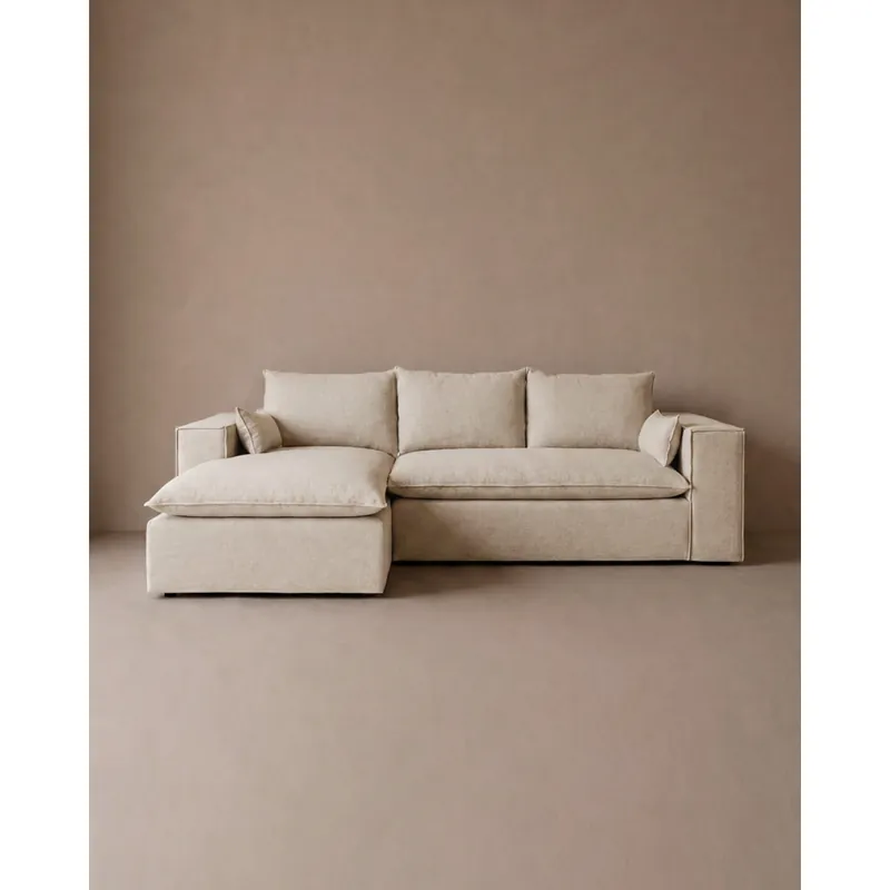 Sofá con chaise longue izquierdo de color beige 275x170cm - Inicio