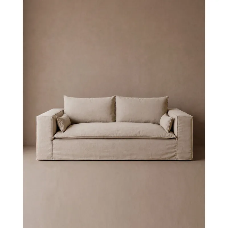 Sofá recto de color beige 210x110cm - Inicio