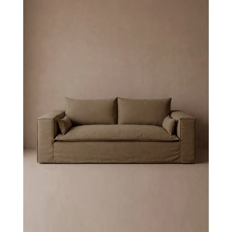 Sofá recto de color marrón 210x110cm - Inicio
