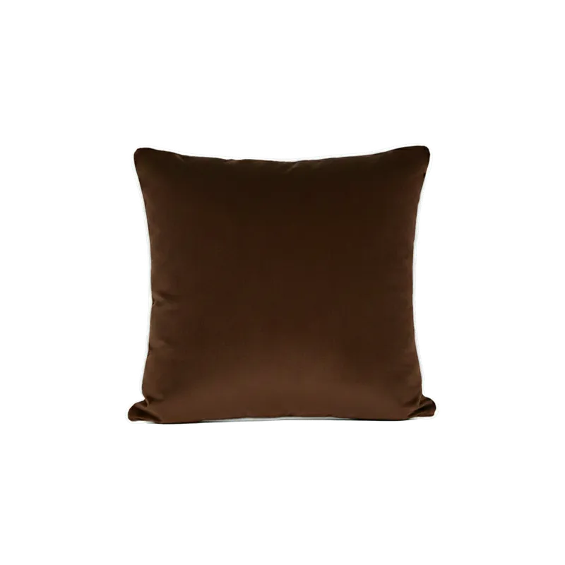 Cojín cuadrado de terciopelo desenfundable en color marrón y ribete beige de 40cm - Inicio