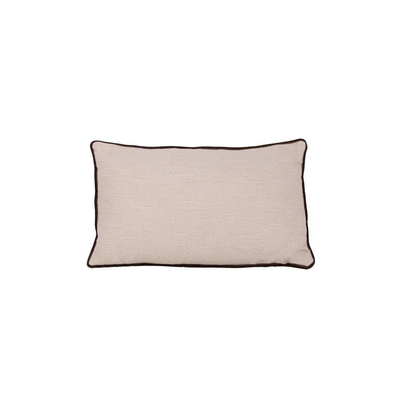 Cojín rectangular de poliéster desenfundable en color beige y ribete marrón oscuro de 30cm - Inicio