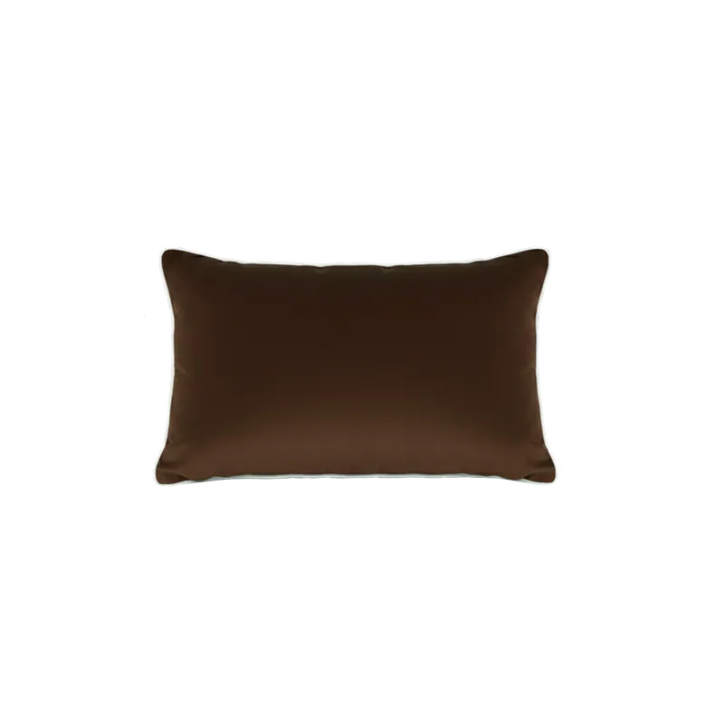 Cojín rectangular de terciopelo desenfundable en color marrón y ribete beige de 30cm - Inicio