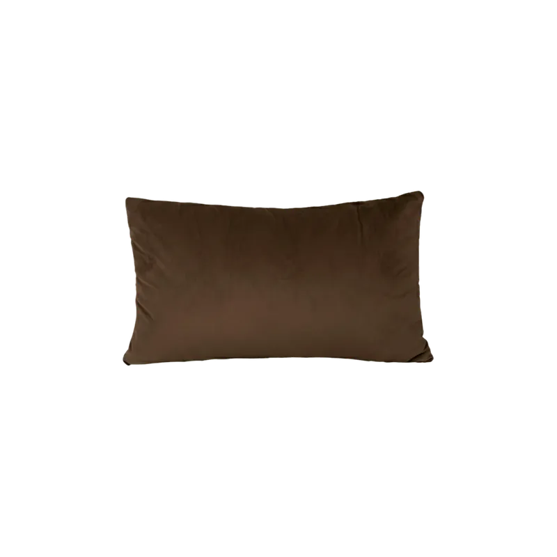 Cojín rectangular de terciopelo desenfundable en color marrón de 30cm - Inicio