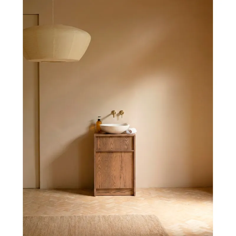 Mueble de baño de chapa de fresno natural en tono avellana de 52cm - Inicio