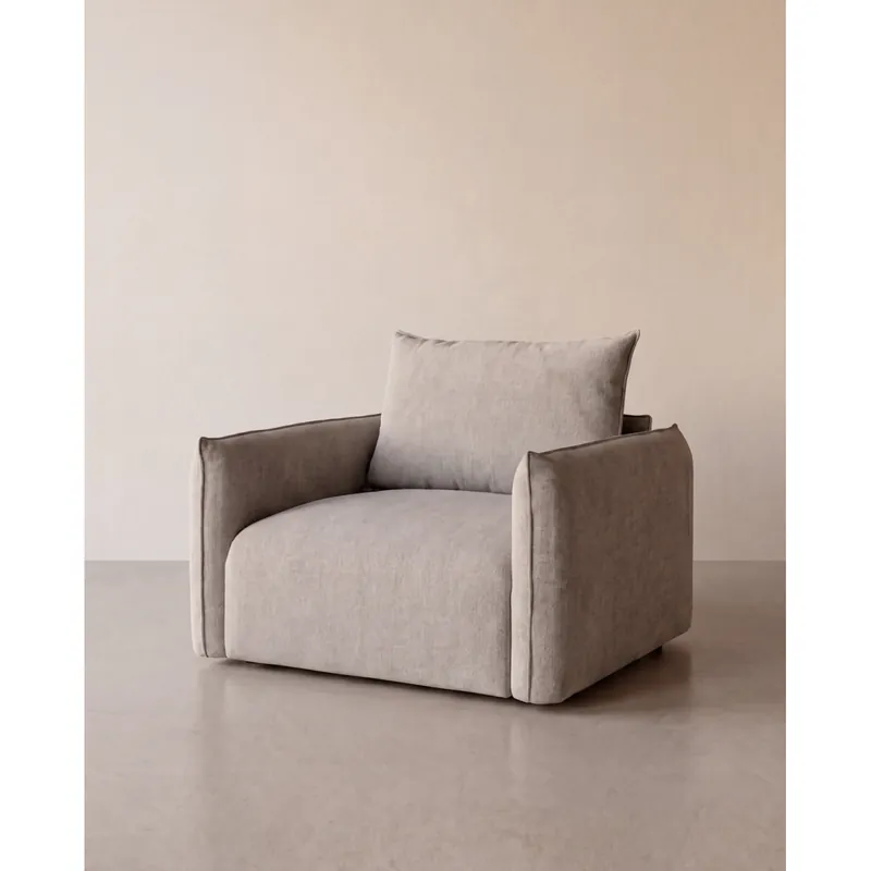 Butaca de poliéster en tono gris piedra de 124x108cm - Inicio