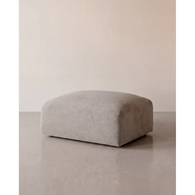 Puff de poliéster en tono gris piedra de 92x83cm - Inicio