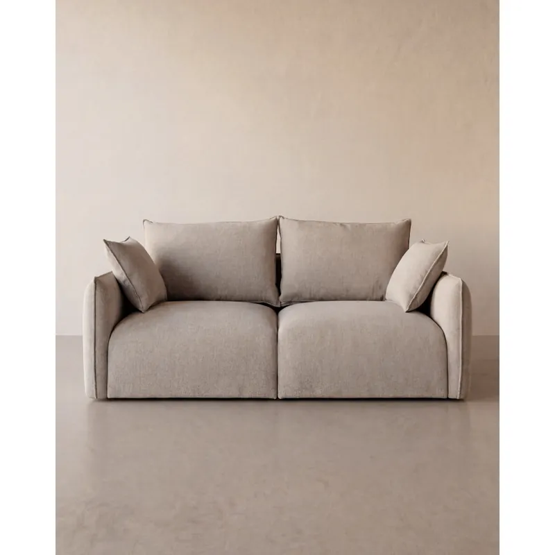 Sofá recto 2 plazas de poliéster en tono gris piedra de 216x108cm - Inicio