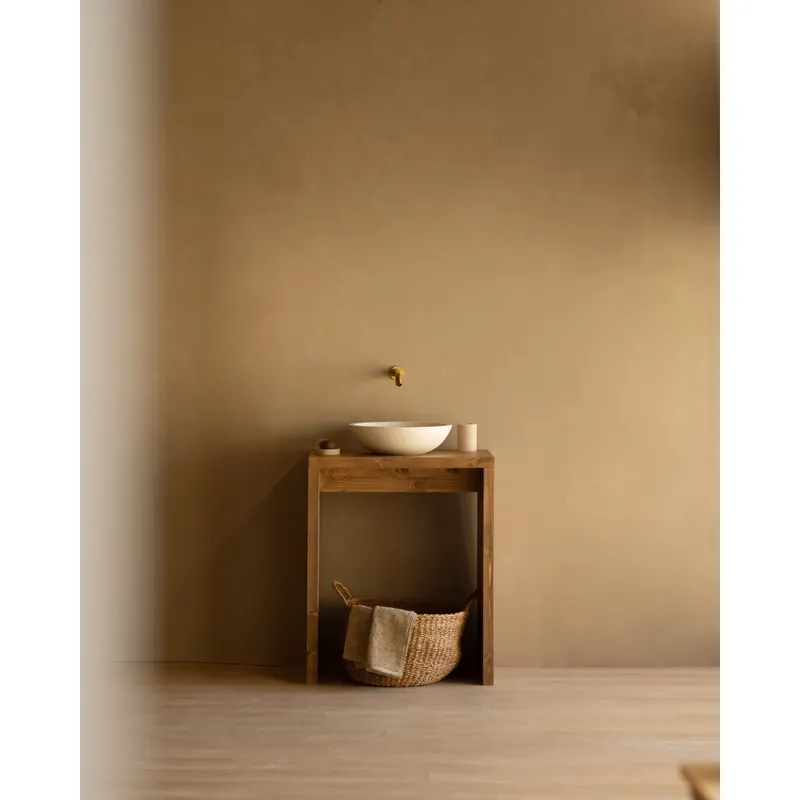 Mueble de baño de madera de abeto maciza en tono roble oscuro de 70cm - Inicio