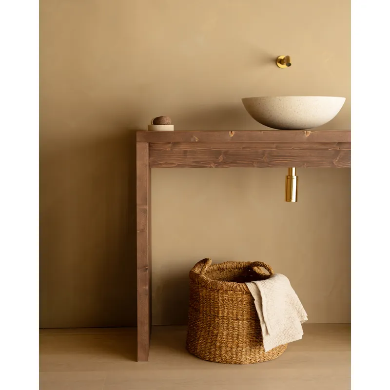 Mueble de baño de madera de abeto maciza en tono nogal de 120cm - Inicio