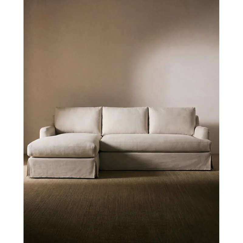 Sofá desenfundable con chaise longue izquierda de color beige de 285cm - Inicio