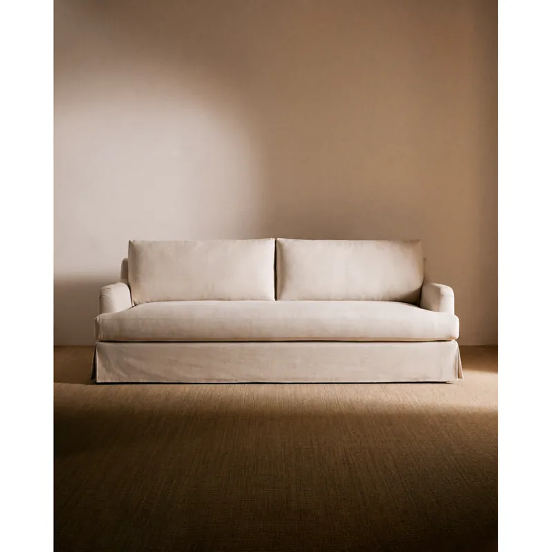 Sofá desenfundable recto de color beige de 190cm - Inicio