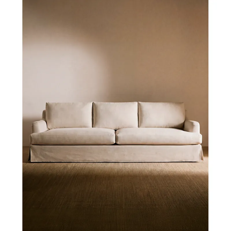 Sofá desenfundable recto de color beige de 280cm - Inicio