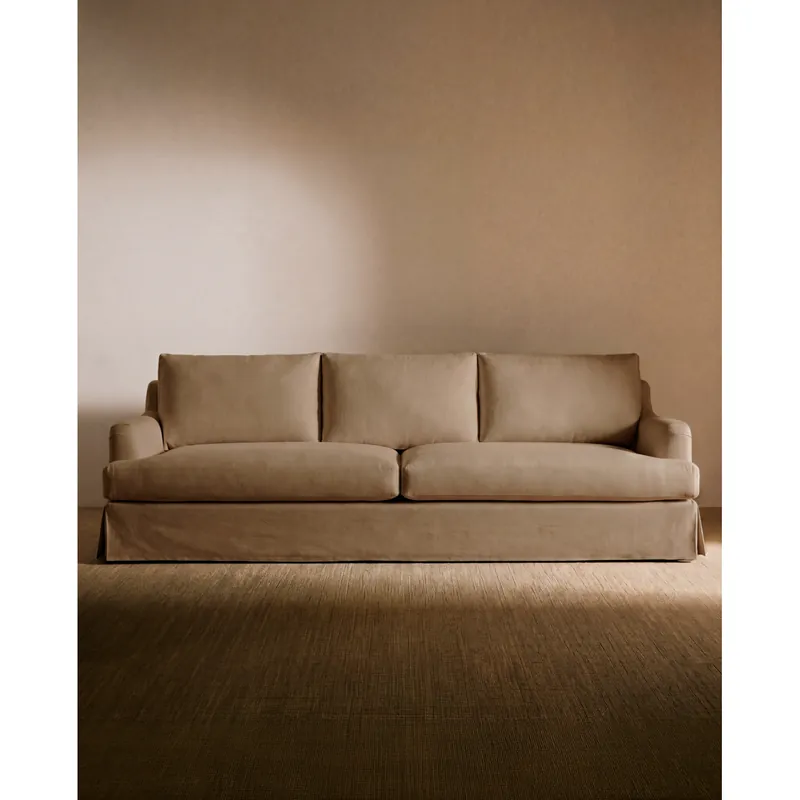 Sofá desenfundable recto de color marrón de 280cm - Inicio