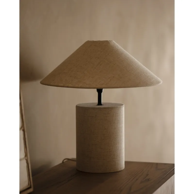 Lámpara de mesa de tela en color verde claro de 38cm - Inicio