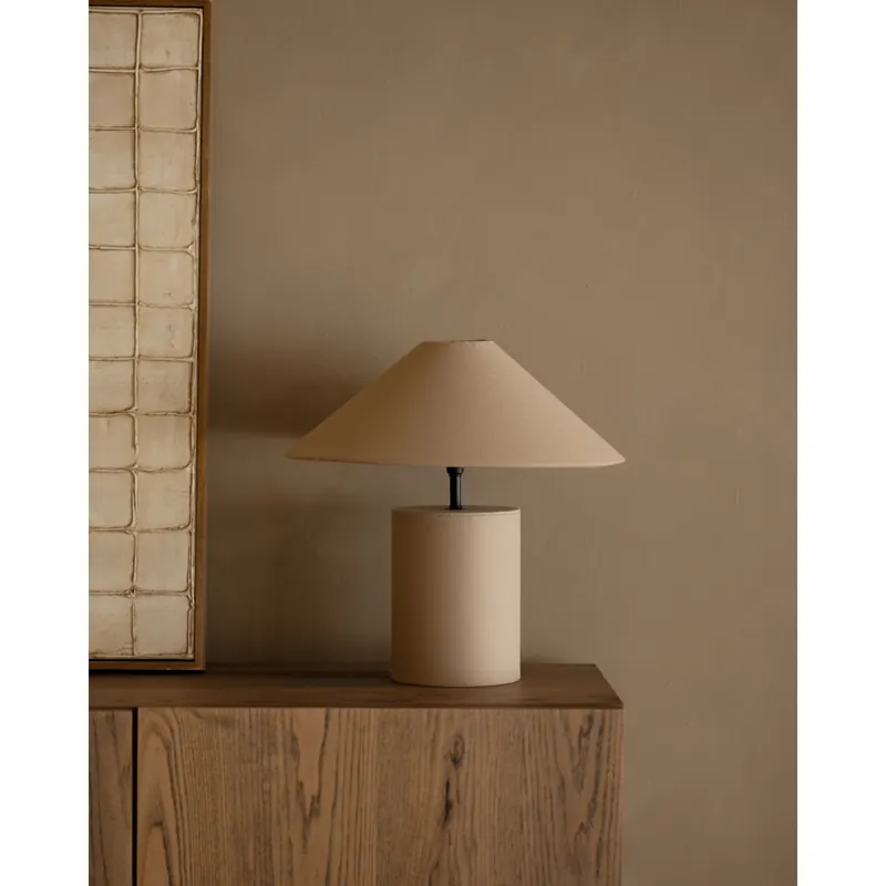 Lámpara de mesa de tela en tono natural de 38cm - Inicio