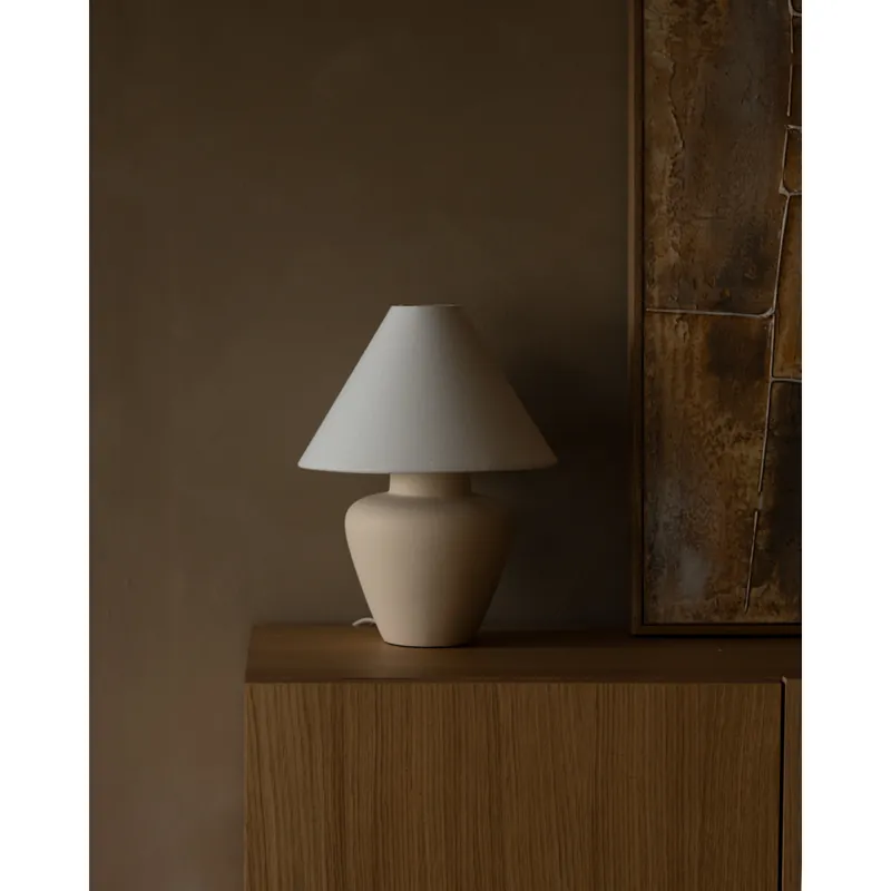 Lámpara de mesa de cerámica en color blanco de 37cm - Inicio