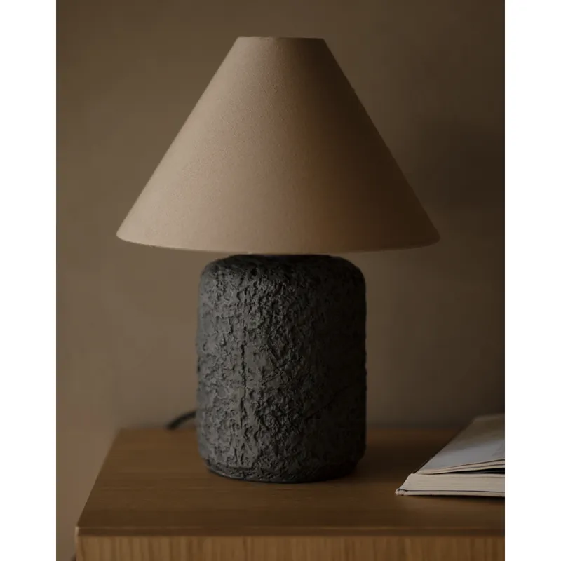 Lámpara de mesa de color natural y negro de 37cm - Inicio