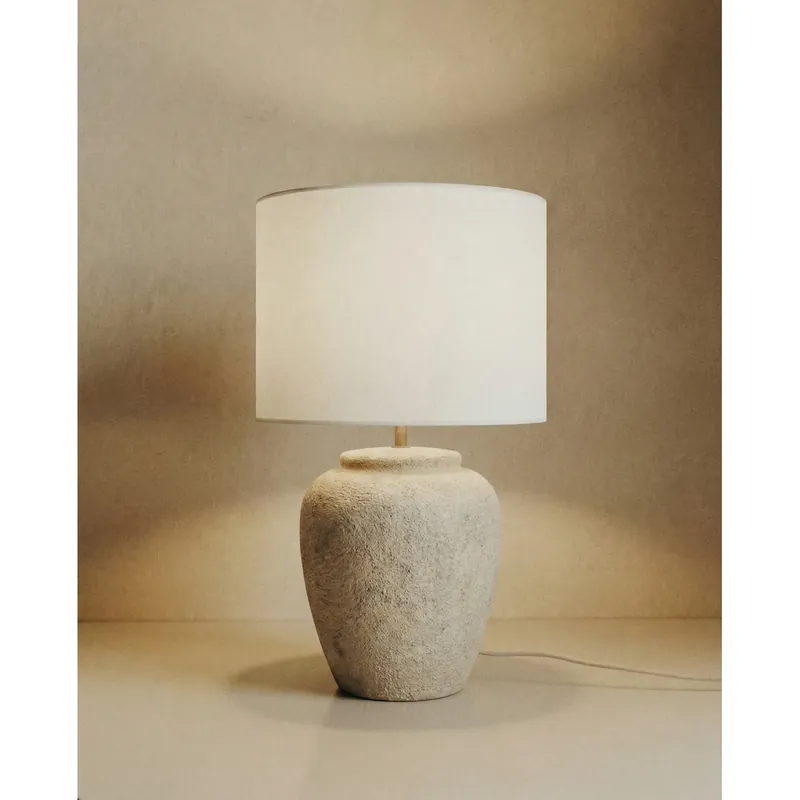Lámpara de mesa de cerámica en color natural de 62cm - Inicio