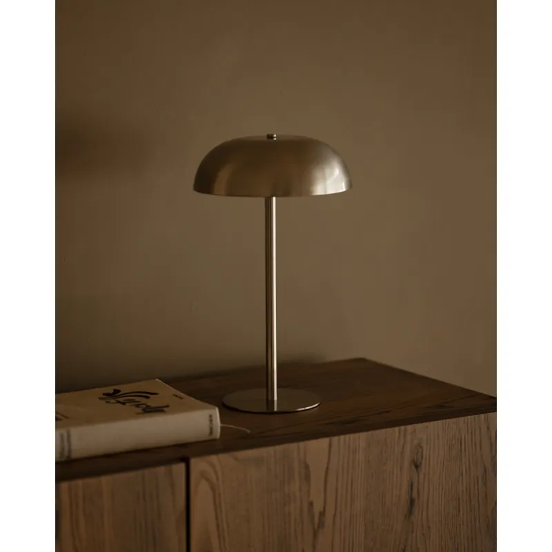 Lámpara de mesa de metal en color plateado de 38cm - Inicio