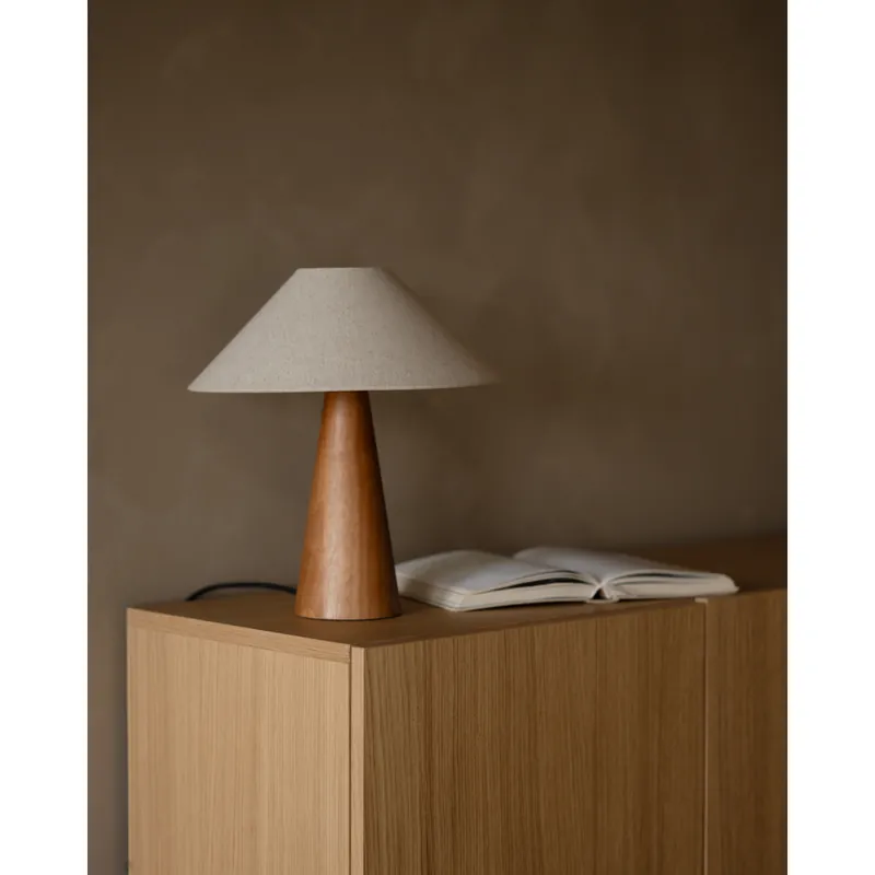 Lámpara de mesa de metal en color marrón y natural de 41cm - Inicio