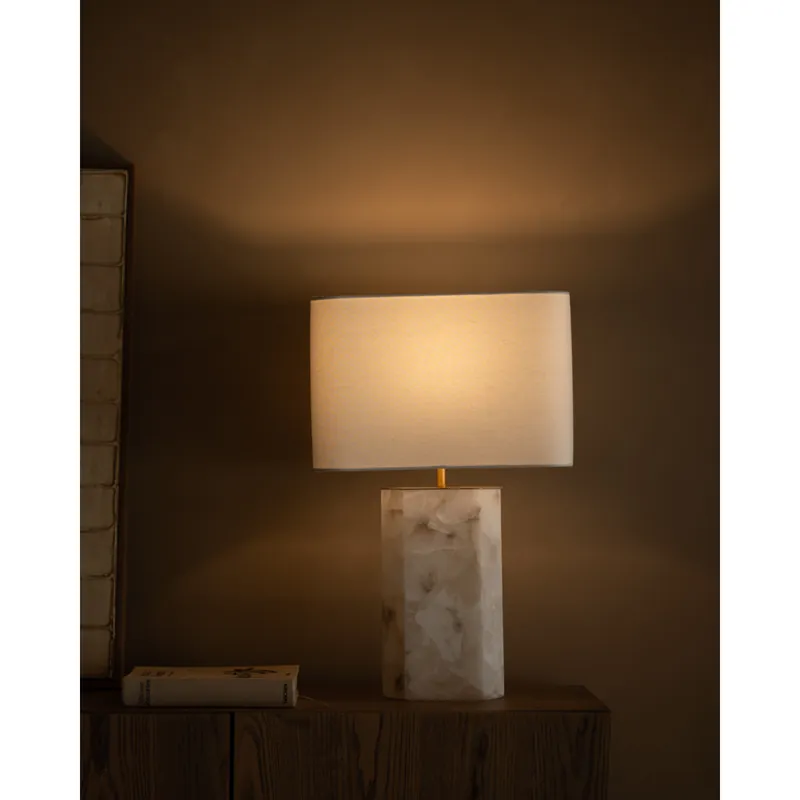 Lámpara de mesa de alabastro en color blanco de 60cm - Inicio