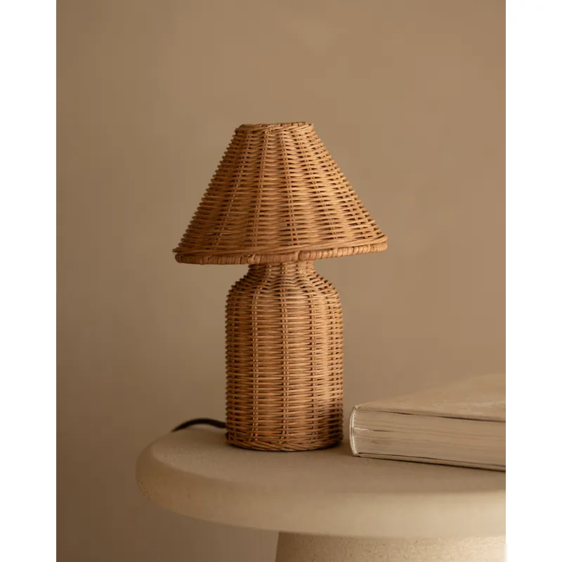 Lámpara de mesa de ratán en color natural de 26cm - Inicio