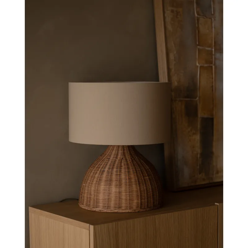 Lámpara de mesa de ratán en color natural de 44cm - Inicio