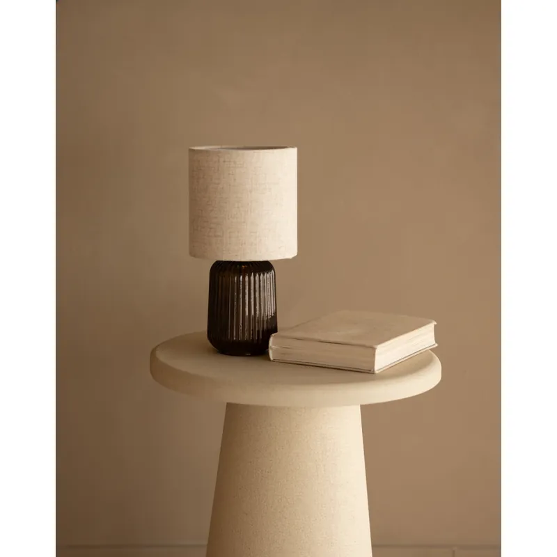 Lámpara de mesa de vidrio en color marrón y natural de 32cm - Inicio
