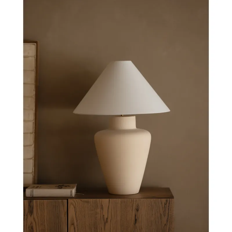Lámpara de mesa de cerámica en color blanco de 71cm - Inicio