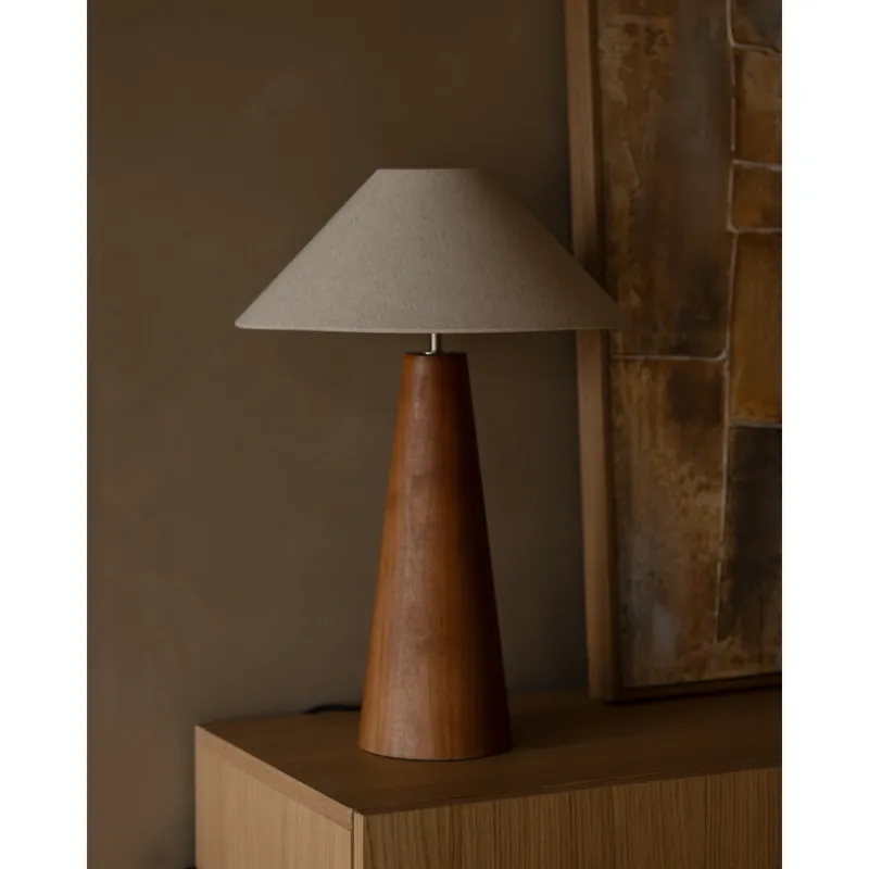 Lámpara de mesa de metal en color marrón y natural de 56cm - Inicio