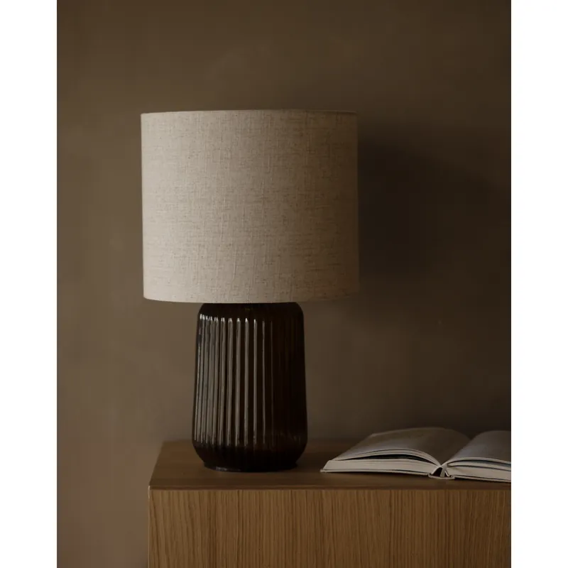 Lámpara de mesa de vidrio en color marrón y natural de 55cm - Inicio