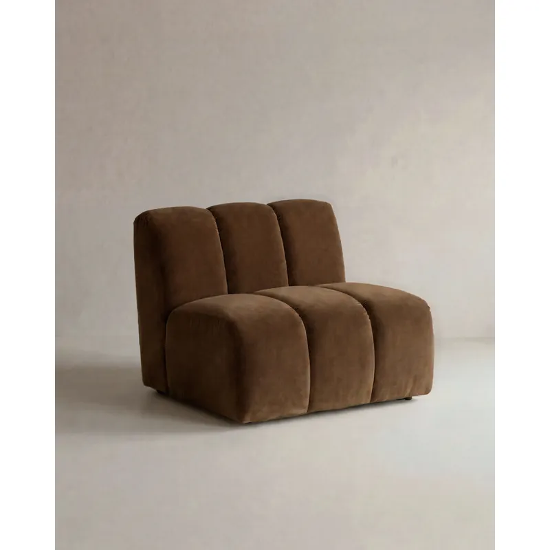 Butaca de terciopelo de color marrón chocolate de 81cm - Inicio