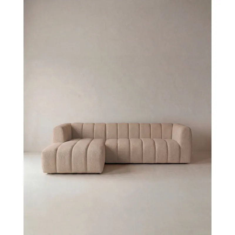 Sofá con chaise longue izquierdo de tapizado en color marrón claro de 297cm - Inicio