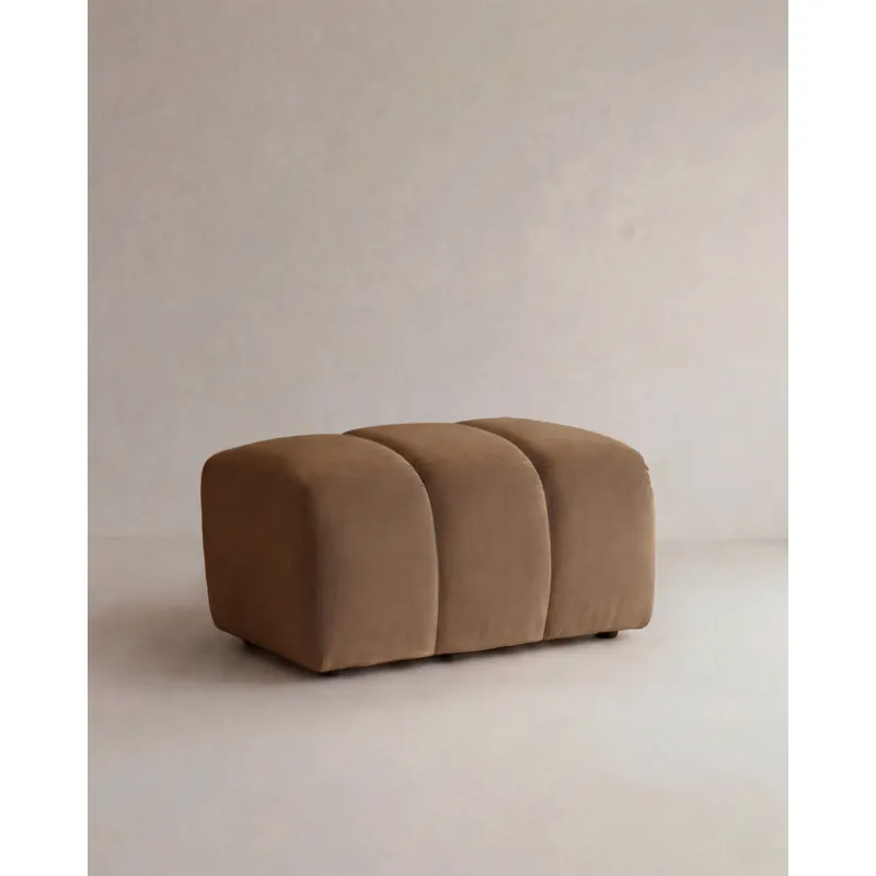 Puff de terciopelo de color marrón chocolate de 81cm - Inicio