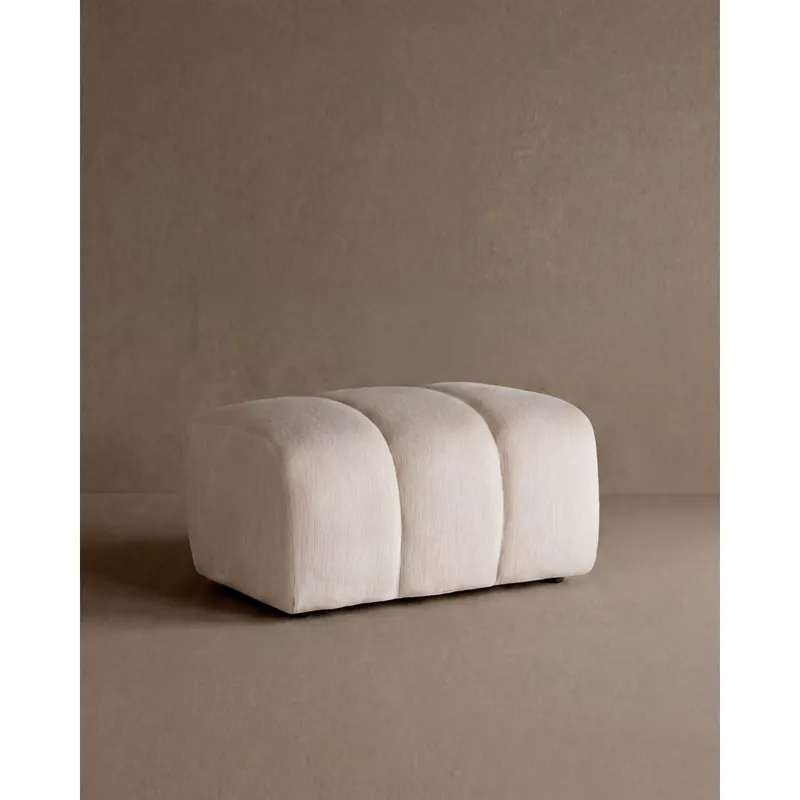 Puff chenilla de color blanco roto de 81cm - Inicio