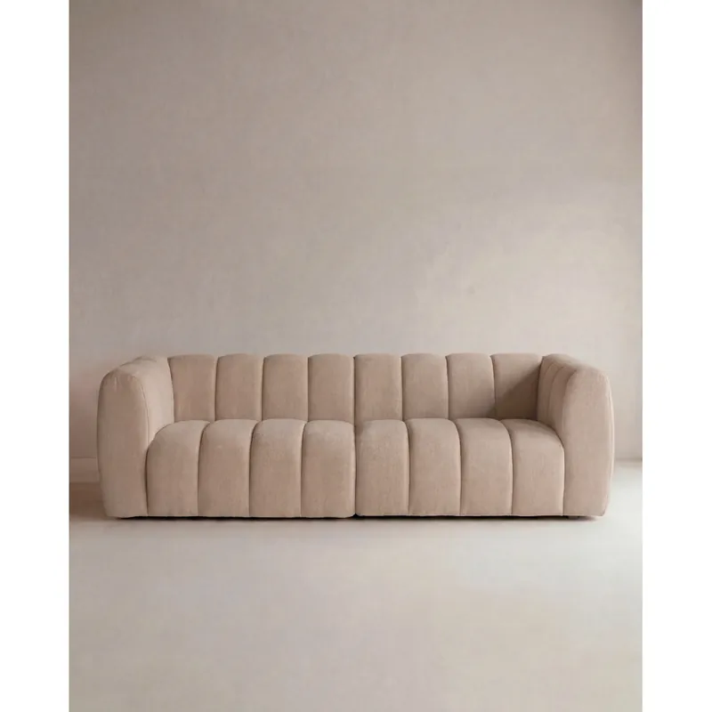Sofá recto de tapizado de color marrón claro de 216cm - Inicio
