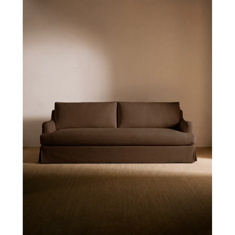 Sofá desenfundable recto de color marrón chocolate de 190cm - Inicio