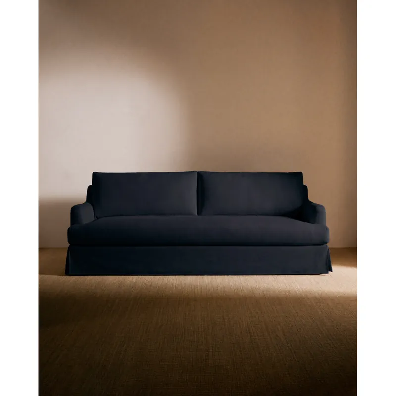 Sofá desenfundable recto de color azul marino oscuro de 190cm - Inicio